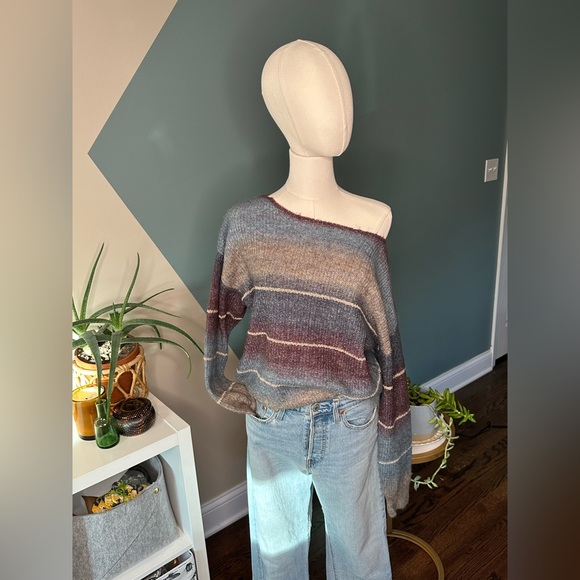 Mystree Ombre Striped Knit Sweater Small Cozy Gradient Pullover NWT Flawed - Picture 1 of 11